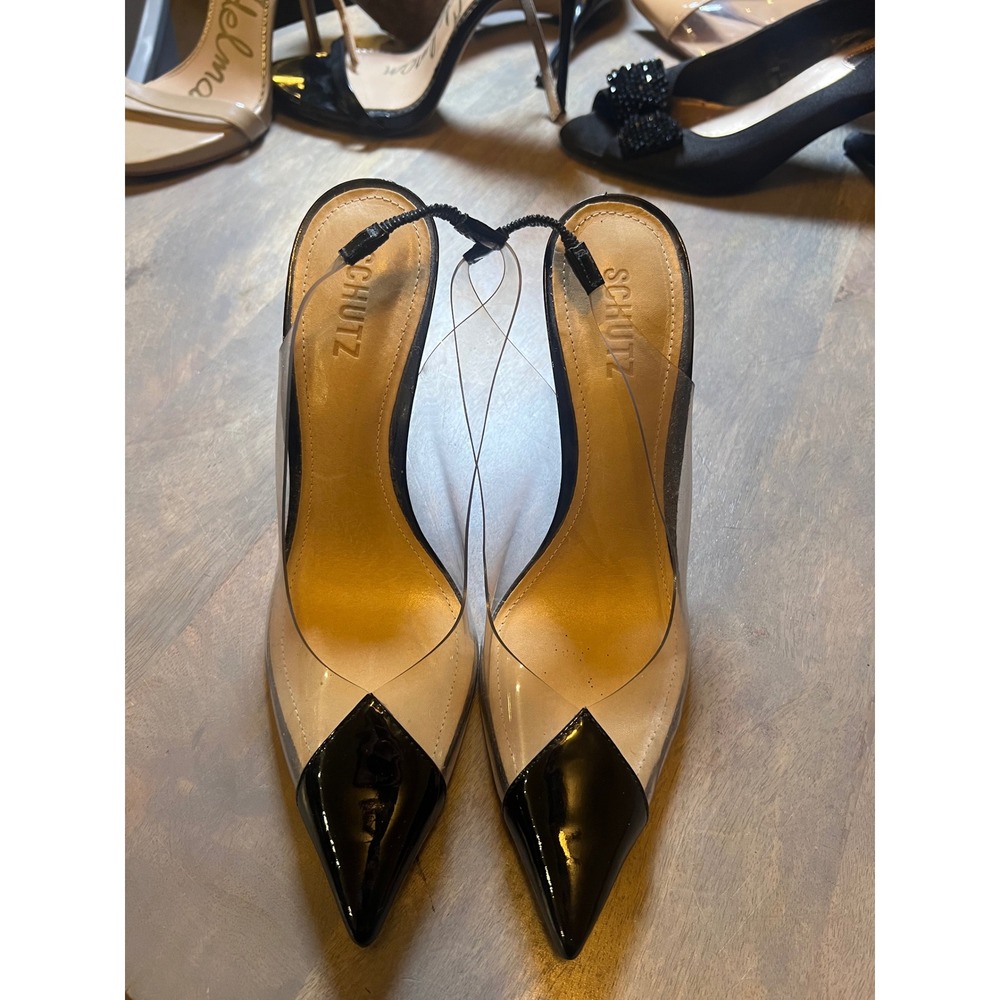 Schutz Womens Pumps Clear PVC Pointed Toe Black 9.5B